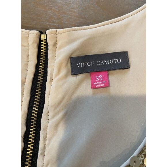 Vince Camuto Tank Top Gold Sequined Size XS Back Zip Polished Rocker Loose Fit - Picture 4 of 13